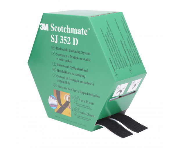 Скрепителни велкро ленти черни 3М SJ352D 25 mm х 5 m (2x)