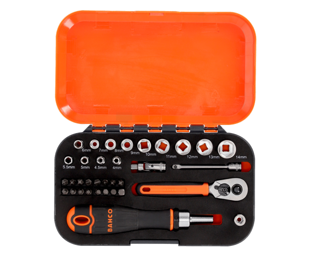Комплект вложки и аксесоари на 1/4'', 34 части BAHCO S34MC8H