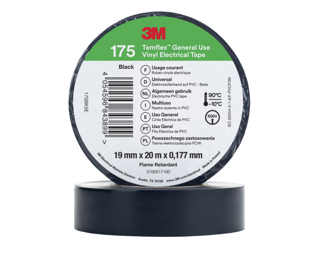 Изолирбанд Temflex 175 3M™ черен 19 mm x 20 m