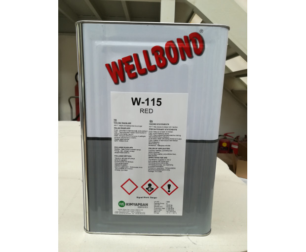 Лепило Wellbond W-115 за дунапрен, 15 kg, прозрачно червено