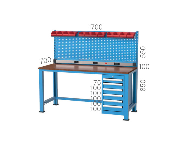 Работна маса с 6 чекмеджета и панел KOCEL - 3146