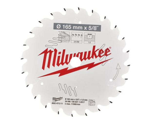 Циркулярен диск за дърво Milwaukee 165x15.87mm 24ATB