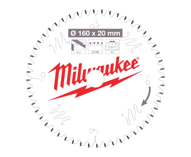 Цирк. Диск Milwaukee алуминий 160x20x2.2mm 52TF