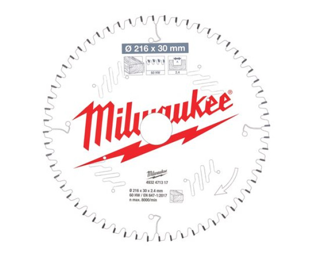 Циркулярен диск за дърво Milwaukee  216X30X2.4X60ATBN