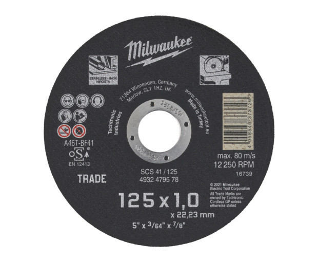 Карбофлексен диск за рязане Milwaukee SCS41,125х1.0х22.23mm, 4932479578