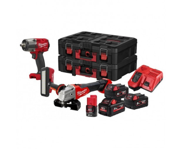 Комплект акумулаторни машини Milwaukee M18FPP3T2-554P POWER PACK