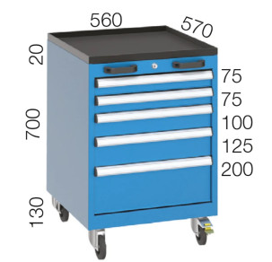 Количка за инструменти с 5 чекмеджета KOCEL 5070