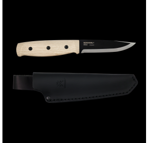 Нож MORAKNIV Lok BlackBlade (S) с кожена кания и дръжка от ясен
